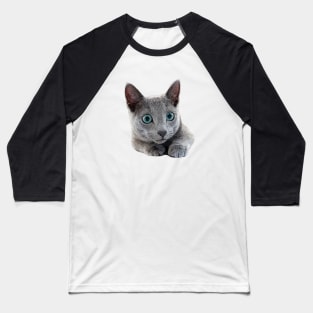 Russian Blue Cat Kitten Blue eyes Baseball T-Shirt